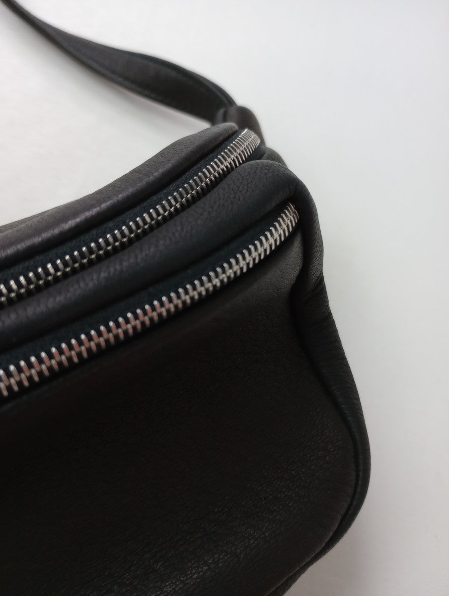 Aeta アエタ WAIST POUCH S ウエストポーチ レザーショルダーバッグ 黒 ブラック 【中古】