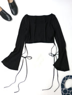 Mame Kurogouchi マメ クロゴウチ Random Ribbed Cotton Cropped Top 黒 ブラック ランダムリブトップ トップス 【中古】