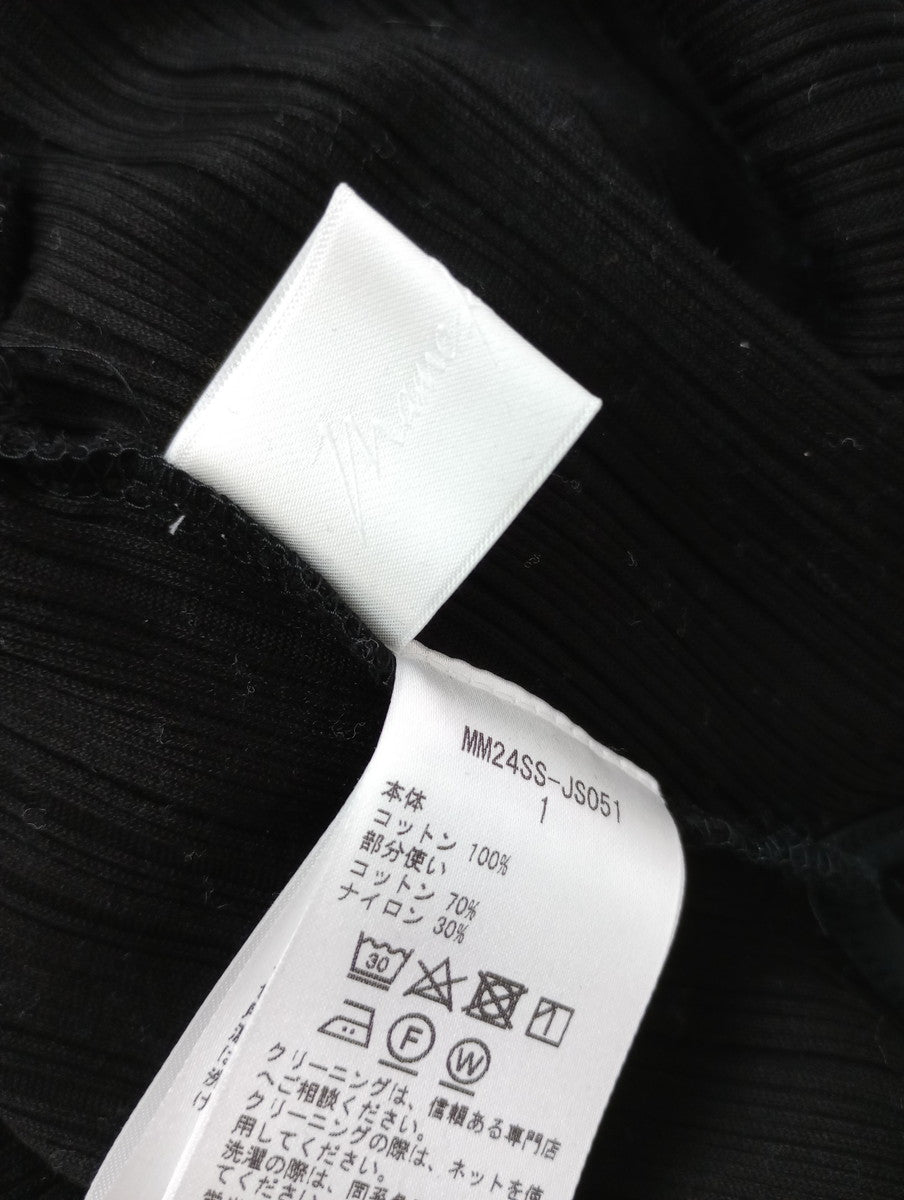 Mame Kurogouchi マメ クロゴウチ Random Ribbed Cotton Cropped Top 黒 ブラック ランダムリブトップ トップス 【中古】