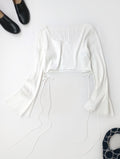 Mame Kurogouchi マメ クロゴウチ Random Ribbed Cotton Cropped Top BLACK ランダムリブトップ 白 ホワイト  1【中古】