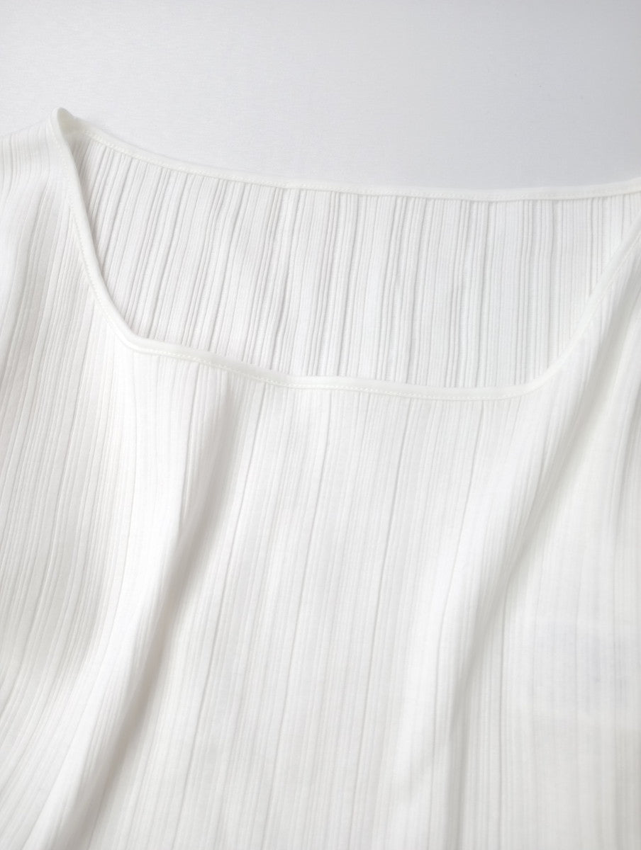 Mame Kurogouchi マメ クロゴウチ Random Ribbed Cotton Cropped Top BLACK ランダムリブトップ 白 ホワイト  1【中古】