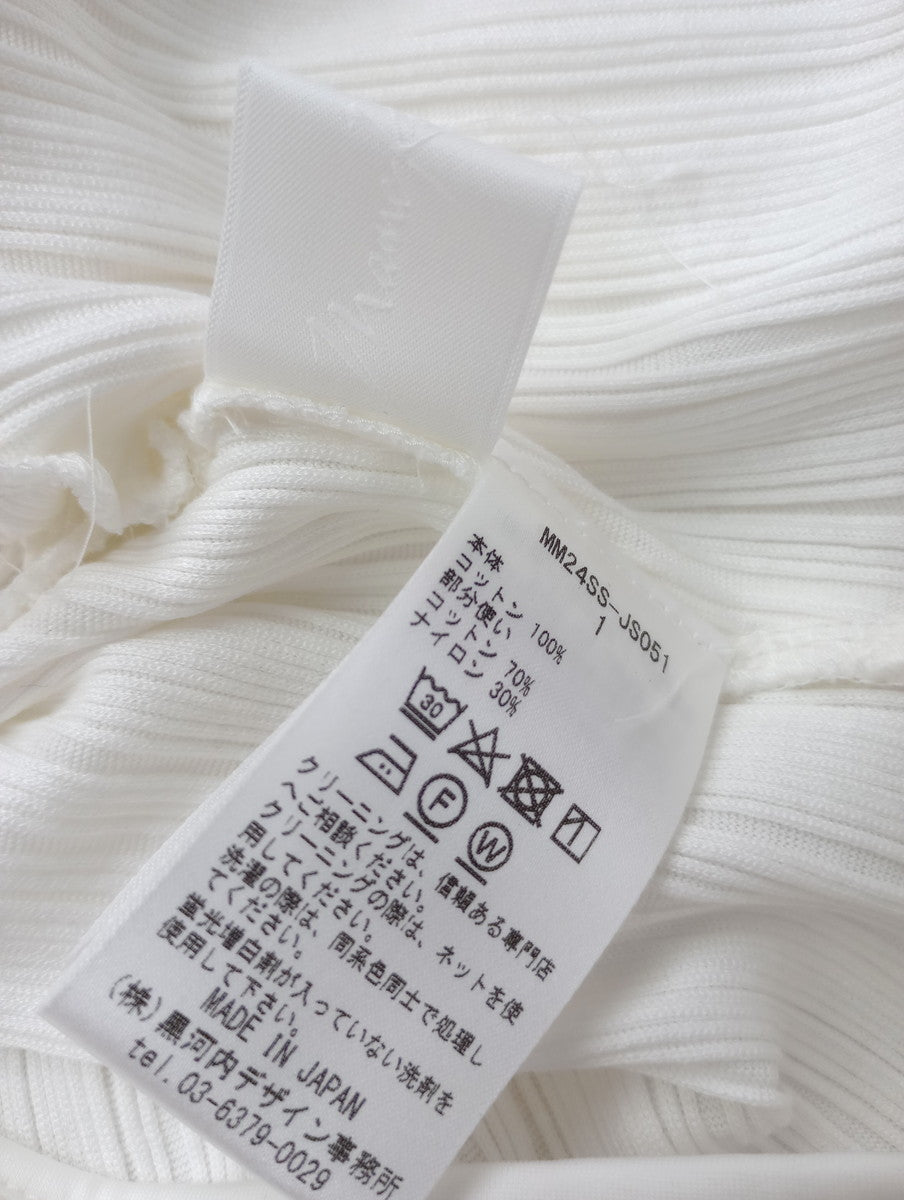 Mame Kurogouchi マメ クロゴウチ Random Ribbed Cotton Cropped Top BLACK ランダムリブトップ 白 ホワイト  1【中古】
