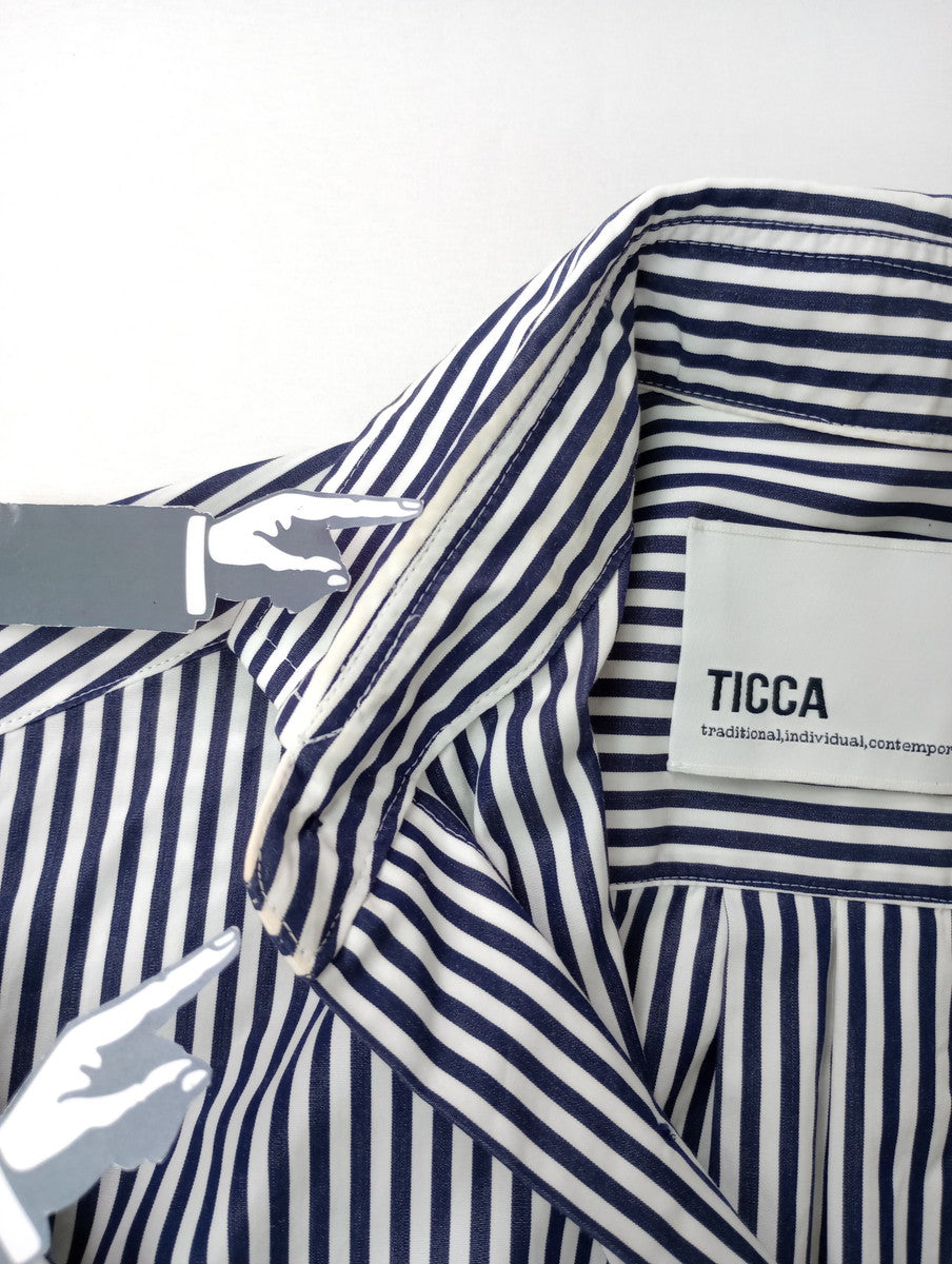 TICCA ティッカ スクエア ビッグ 半袖 シャツワンピース ロング  白黒  (12M＋4833)【中古】