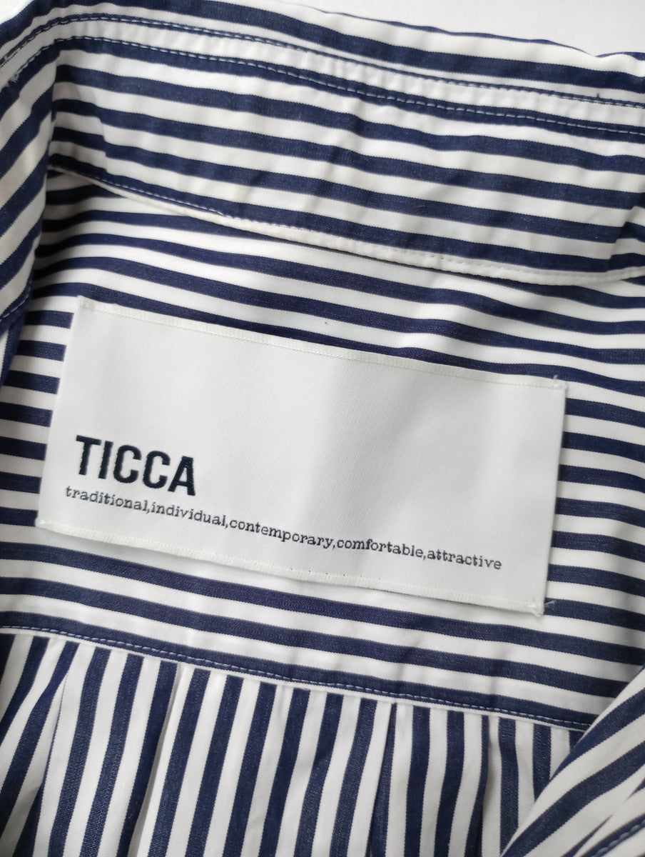 TICCA ティッカ スクエア ビッグ 半袖 シャツワンピース ロング  白黒  (12M＋4833)【中古】