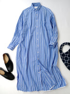 TICCA ティッカ スクエア ビッグ ロングシャツ ワンピースストライプ 青 白 【中古】