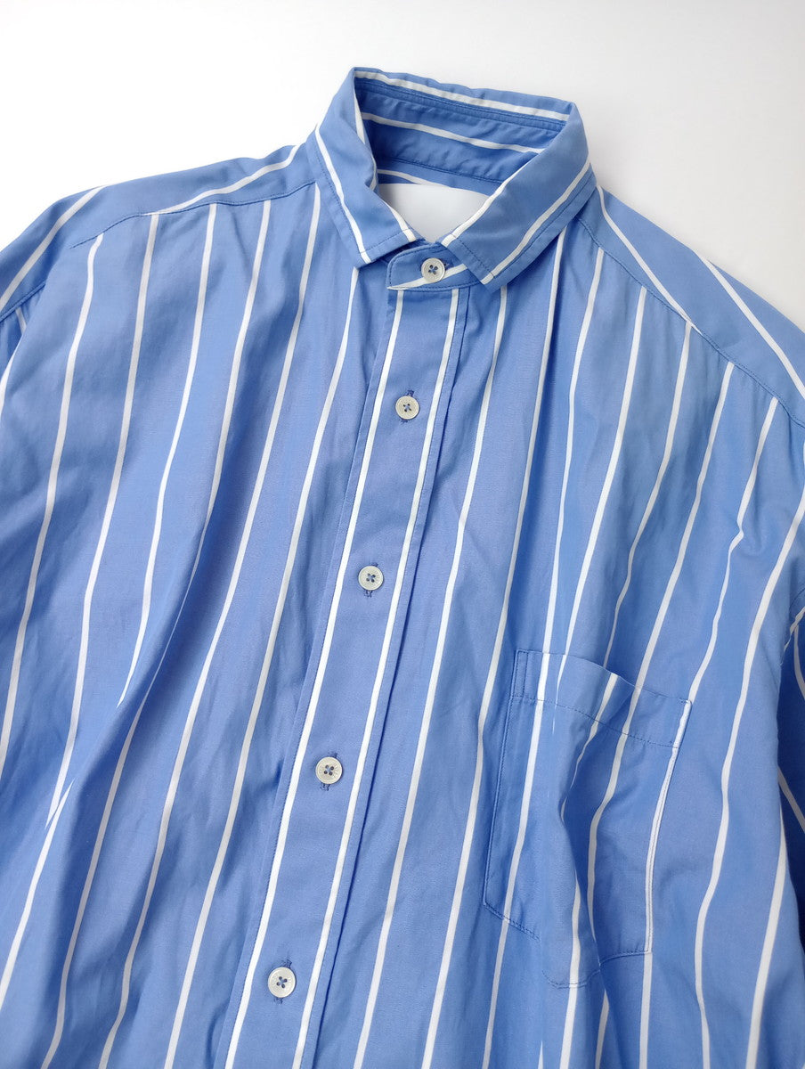TICCA ティッカ スクエア ビッグ ロングシャツ ワンピースストライプ 青 白 【中古】