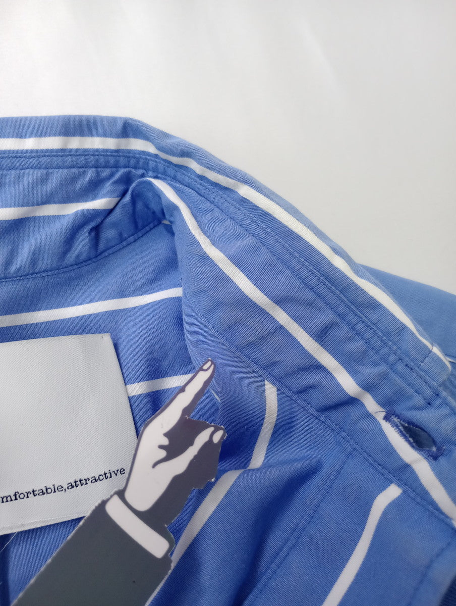 TICCA ティッカ スクエア ビッグ ロングシャツ ワンピースストライプ 青 白 【中古】