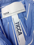 TICCA ティッカ スクエア ビッグ ロングシャツ ワンピースストライプ 青 白 【中古】