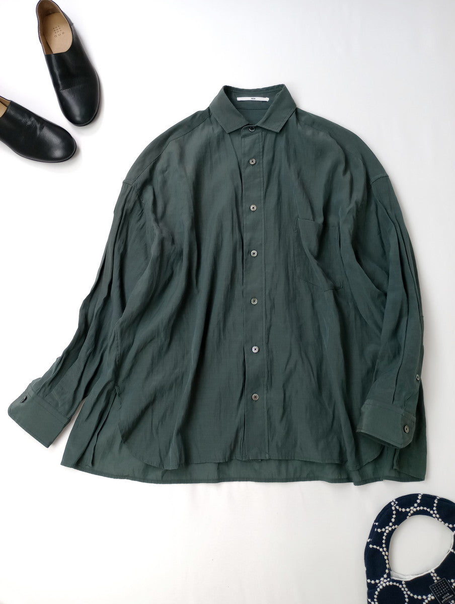 TICCA ティッカ トリアセテート 長袖 シャツ ブラウス カーキ グリーン 【中古】