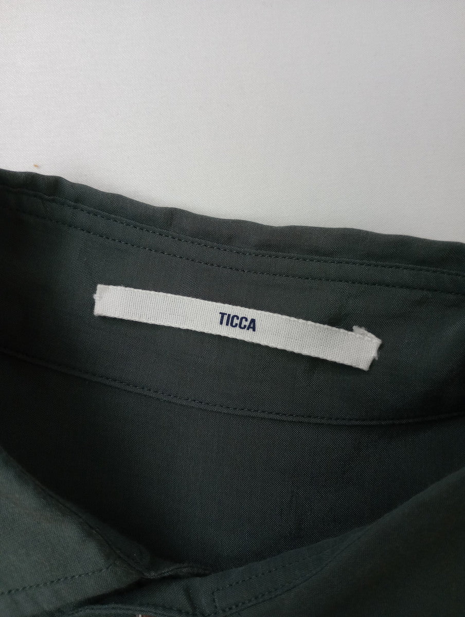 TICCA ティッカ トリアセテート 長袖 シャツ ブラウス カーキ グリーン 【中古】