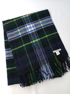 JOHNSTONS OF ELGIN ジョンストンズ カシミヤ 100％ チェック 柄 ストール グリーン フリンジ 【中古】