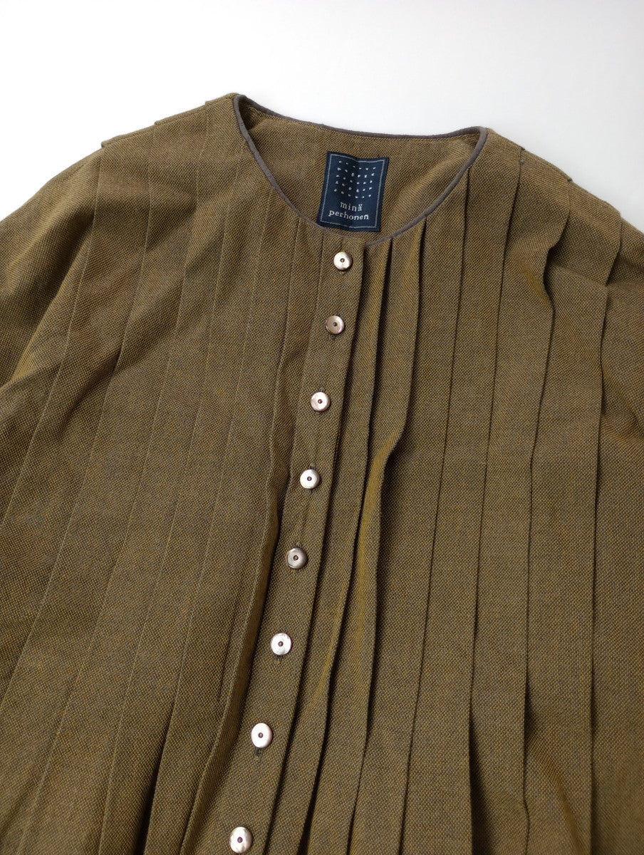 mina perhonen ミナペルホネン rytmi リトミ コットン ウール ロングコート カーキ 36【中古】