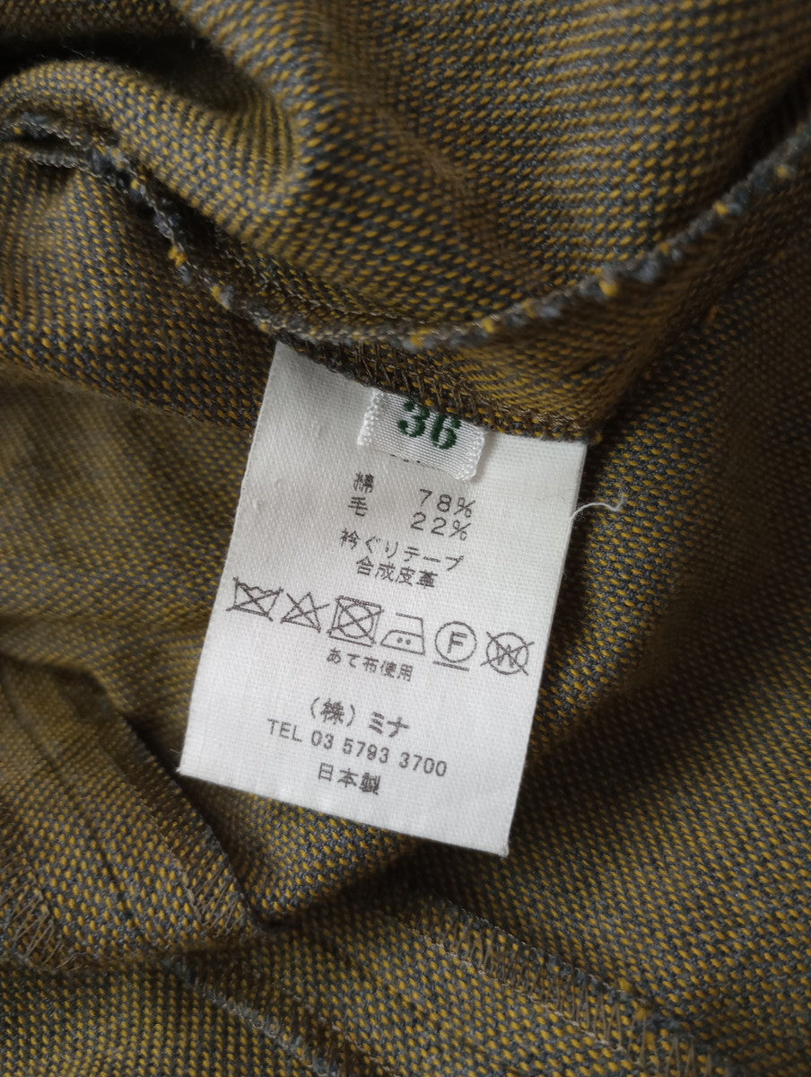mina perhonen ミナペルホネン rytmi リトミ コットン ウール ロングコート カーキ 36【中古】