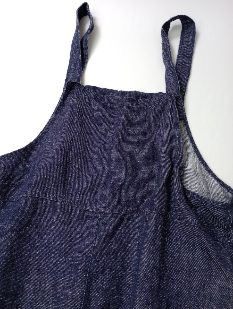 fog linen work フォグリネンワーク リネン 麻 100％ サロペット オールインワン  ネイビー 【中古】