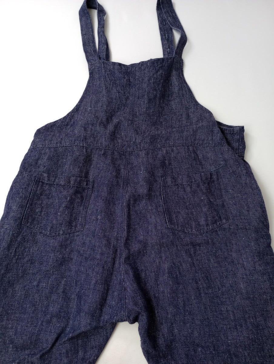 fog linen work フォグリネンワーク リネン 麻 100％ サロペット オールインワン  ネイビー 【中古】
