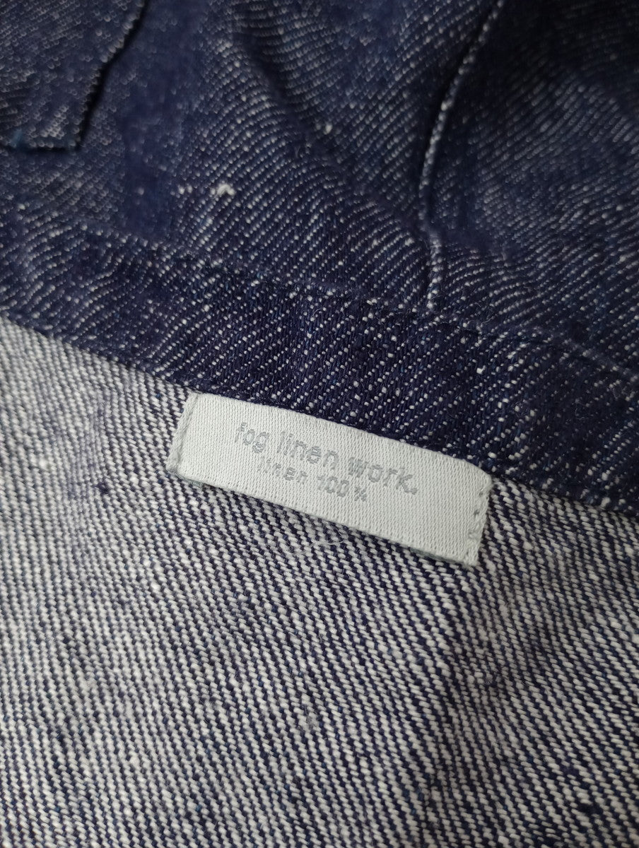 fog linen work フォグリネンワーク リネン 麻 100％ サロペット オールインワン  ネイビー 【中古】