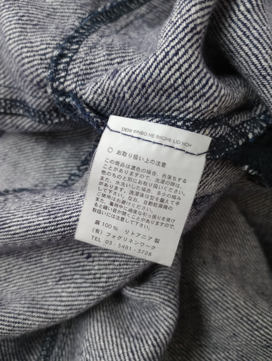 fog linen work フォグリネンワーク リネン 麻 100％ サロペット オールインワン  ネイビー 【中古】