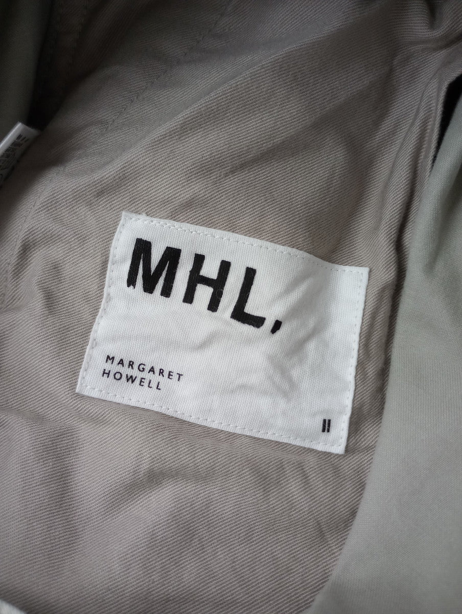 MHL. エムエイチエル マーガレットハウエル WASHED COMPACT COTTON イージー パンツ 2  ライト ベージュ 【中古】