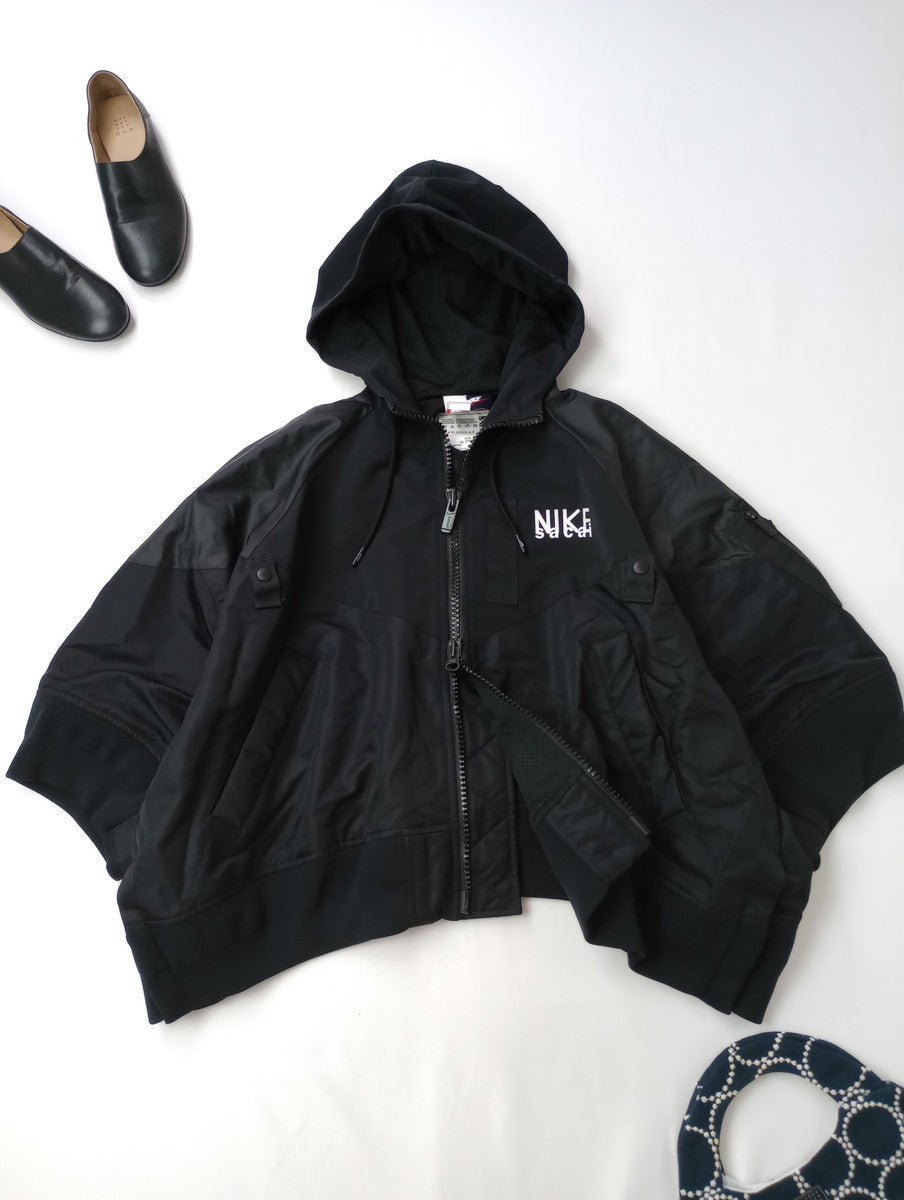 NIKE × sacai ナイキ サカイ Full zip HD jacket フルジップフーデッドジャケット ナイロンブルゾン 黒 ブラック XL 【中古】