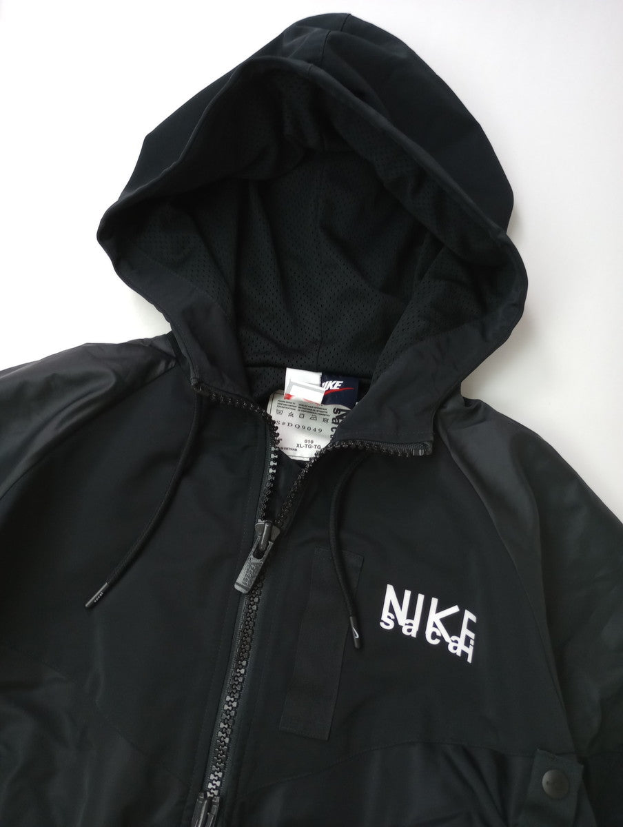 NIKE × sacai ナイキ サカイ Full zip HD jacket フルジップフーデッドジャケット ナイロンブルゾン 黒 ブラック XL 【中古】
