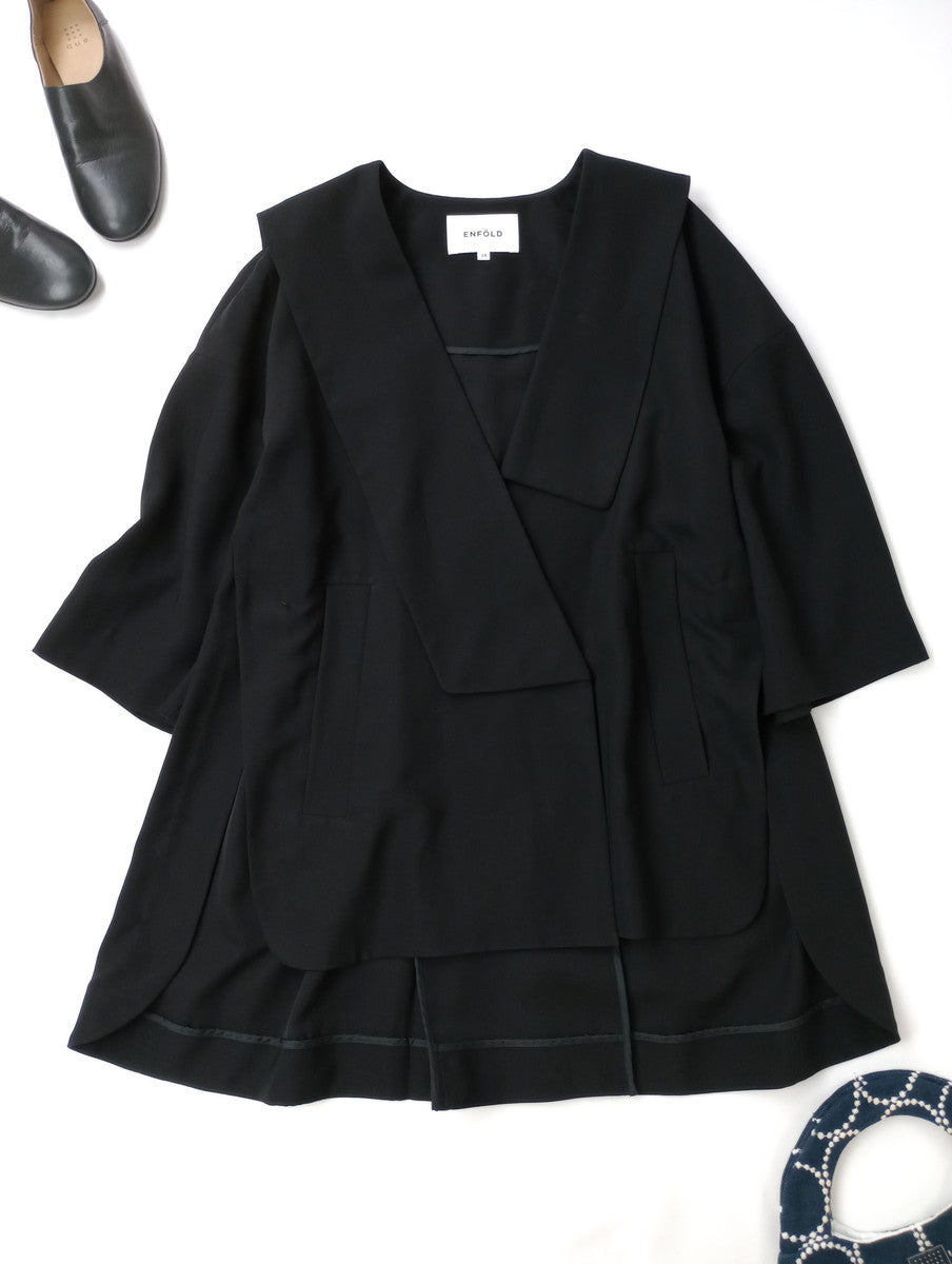 ENFOLD エンフォルド ASYMMEETRY SAILOR-COLLAR JACKET アシンメトリーセーラーカラージャケット 黒 ブラック 38【中古】
