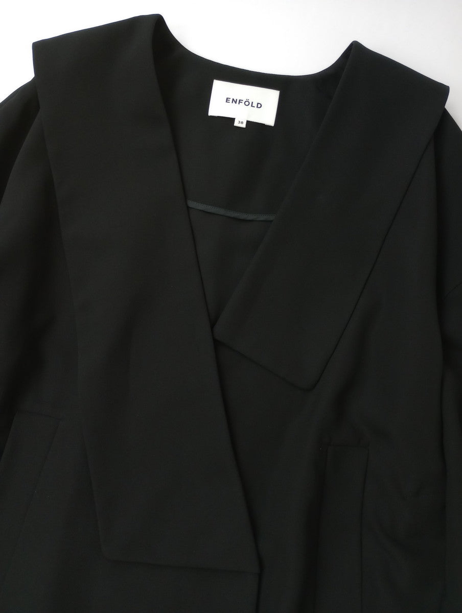 ENFOLD エンフォルド ASYMMEETRY SAILOR-COLLAR JACKET アシンメトリーセーラーカラージャケット 黒 ブラック 38【中古】