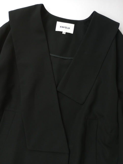 ENFOLD エンフォルド ASYMMEETRY SAILOR-COLLAR JACKET アシンメトリーセーラーカラージャケット 黒 ブラック 38【中古】