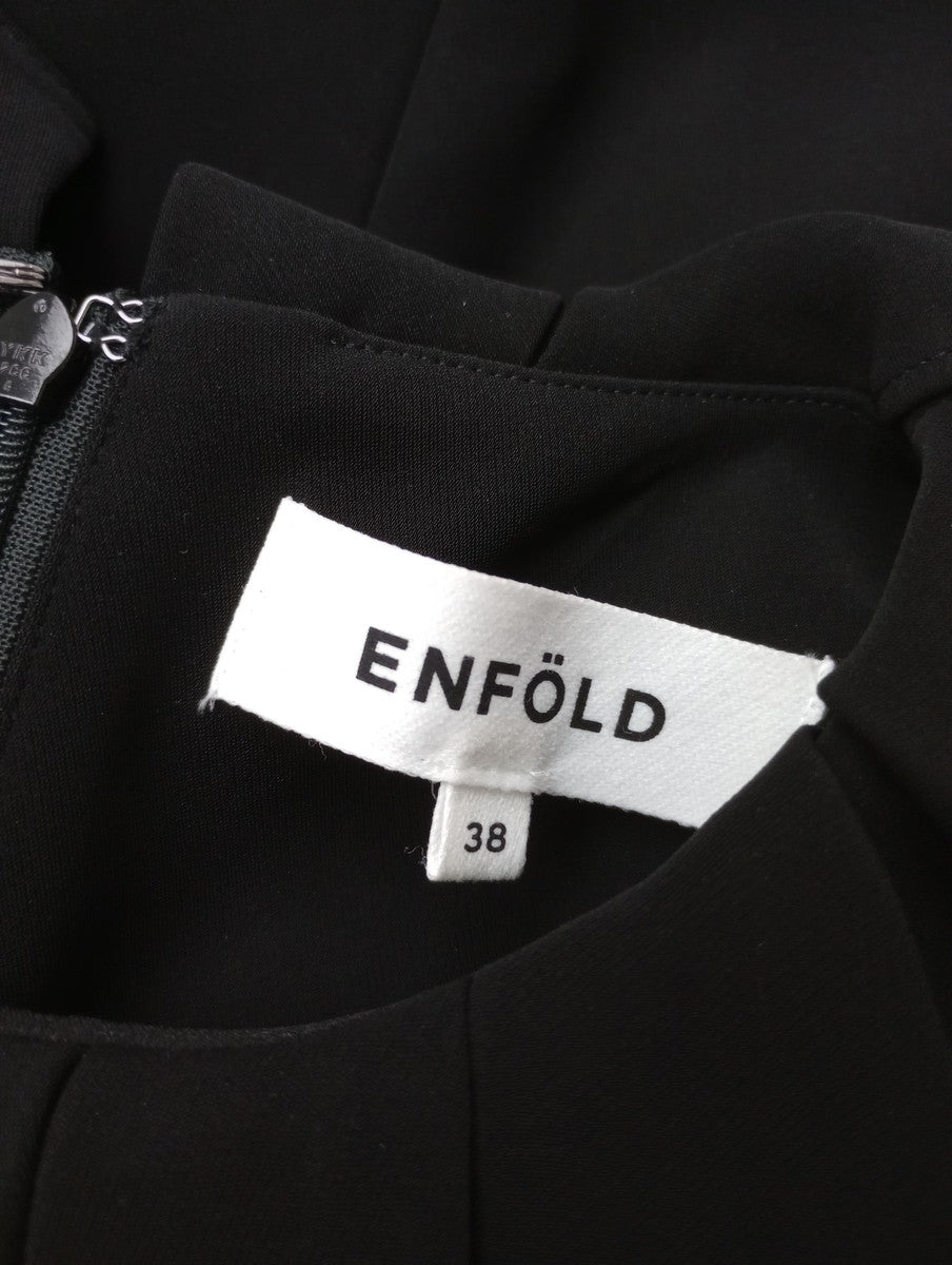 ENFOLD エンフォルド NECK-PLEATS DRESS ネックプリーツドレス ロングワンピース 黒 ブラック 【中古】