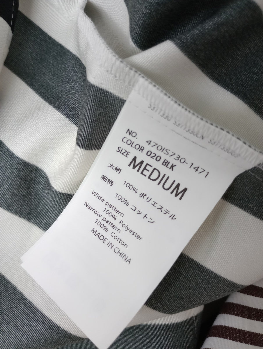 nagonstans ナゴンスタンス ミックスボーダーポケットシャツ トップス ブラウン 黒 ブラック など MEDIUM 【中古】