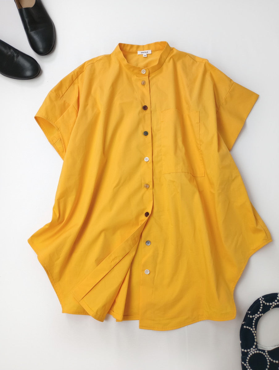 ENFOLD エンフォルド HALFSLEEVE HEXAGON-SHIRT ハーフスリーブ ヘキサゴンシャツ イエロー 黄色  38  (12M＋4843)【中古】