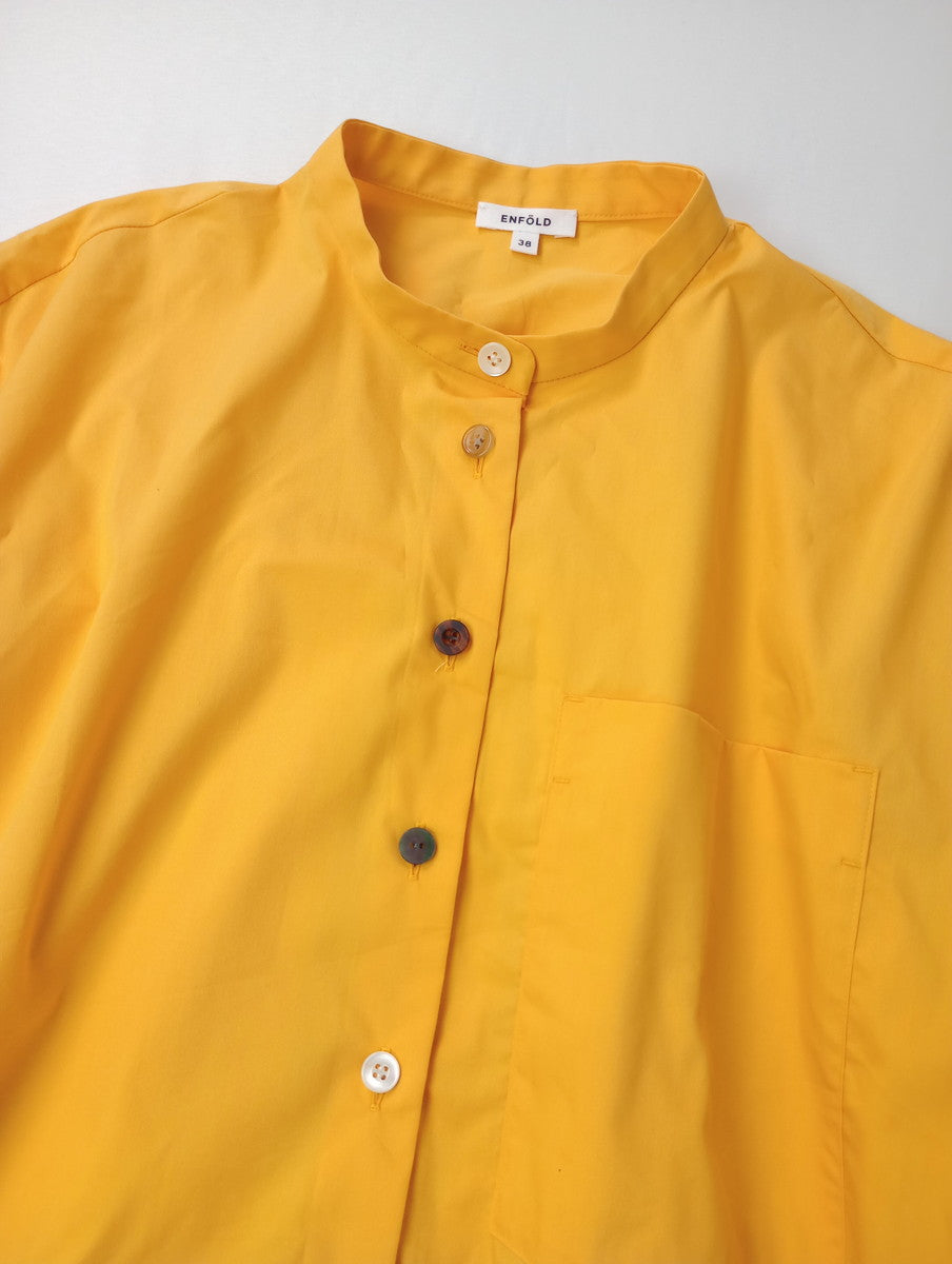 ENFOLD エンフォルド HALFSLEEVE HEXAGON-SHIRT ハーフスリーブ ヘキサゴンシャツ イエロー 黄色  38  (12M＋4843)【中古】