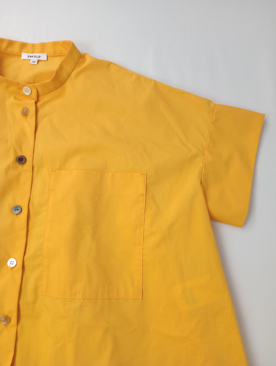 ENFOLD エンフォルド HALFSLEEVE HEXAGON-SHIRT ハーフスリーブ ヘキサゴンシャツ イエロー 黄色  38  (12M＋4843)【中古】