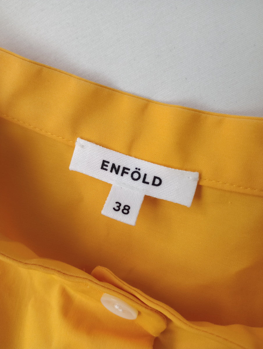 ENFOLD エンフォルド HALFSLEEVE HEXAGON-SHIRT ハーフスリーブ ヘキサゴンシャツ イエロー 黄色  38  (12M＋4843)【中古】
