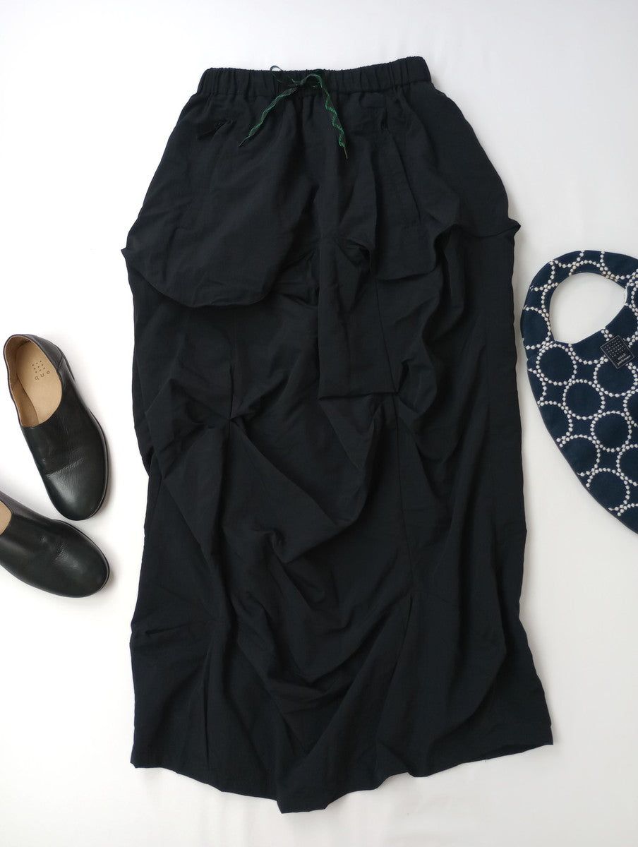 nagonstans ナゴンスタンス cocoon shape skirt コクーンシェイプスカート ロング 黒 ブラック MEDIUM 【中古】