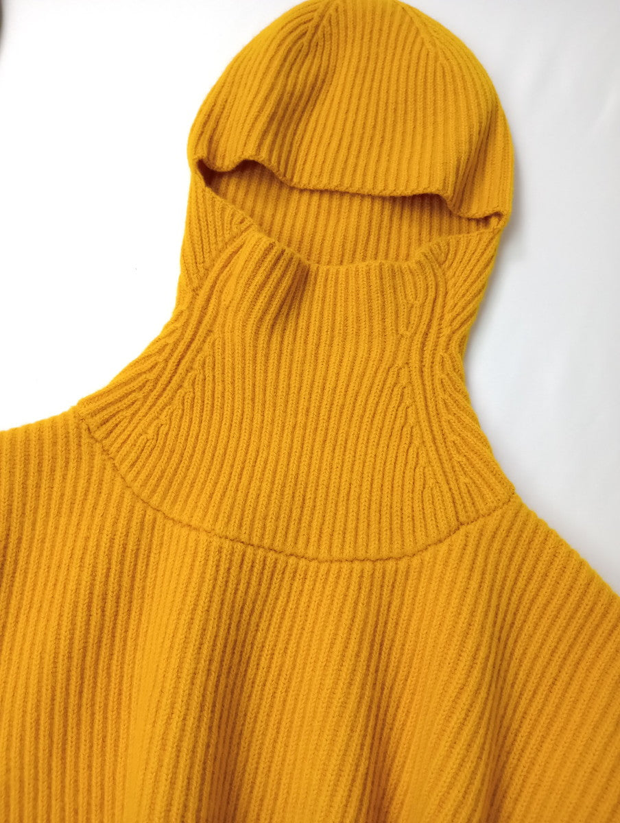 ENFOLD エンフォルド 4WAY CROPPED PULLOVER クロップド フード プルオーバー ニット 長袖 トップス マスタード イエロー 【中古】