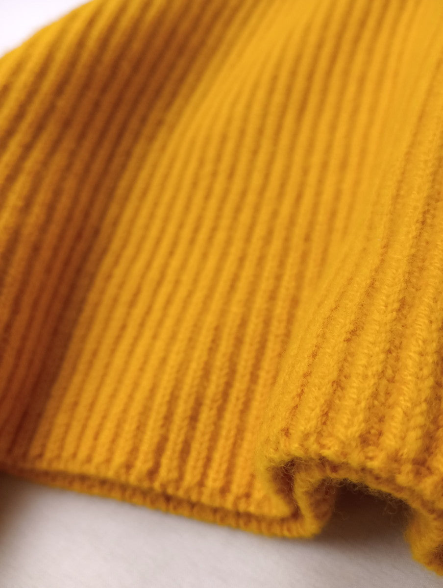 ENFOLD エンフォルド 4WAY CROPPED PULLOVER クロップド フード プルオーバー ニット 長袖 トップス マスタード イエロー 【中古】