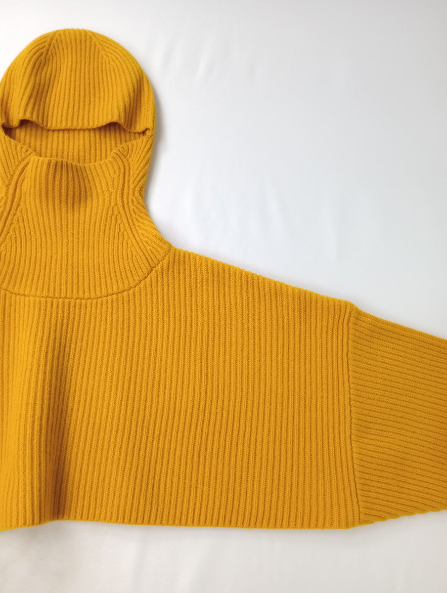 ENFOLD エンフォルド 4WAY CROPPED PULLOVER クロップド フード プルオーバー ニット 長袖 トップス マスタード イエロー 【中古】