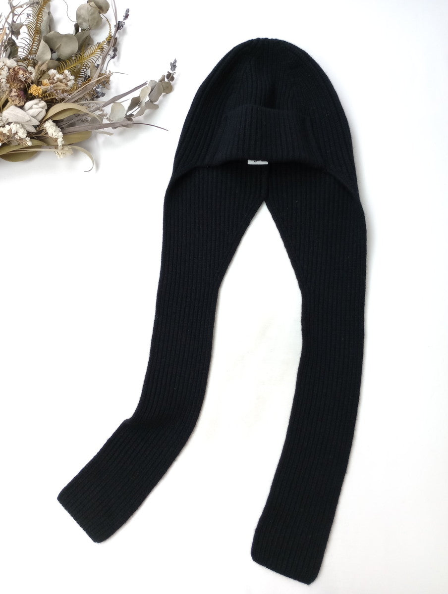 ENFOLD エンフォルド EARMUFF KNIT-HAT イヤーマフ リブ ニットキャップ ハット 帽子 黒 ブラック 38 【中古】