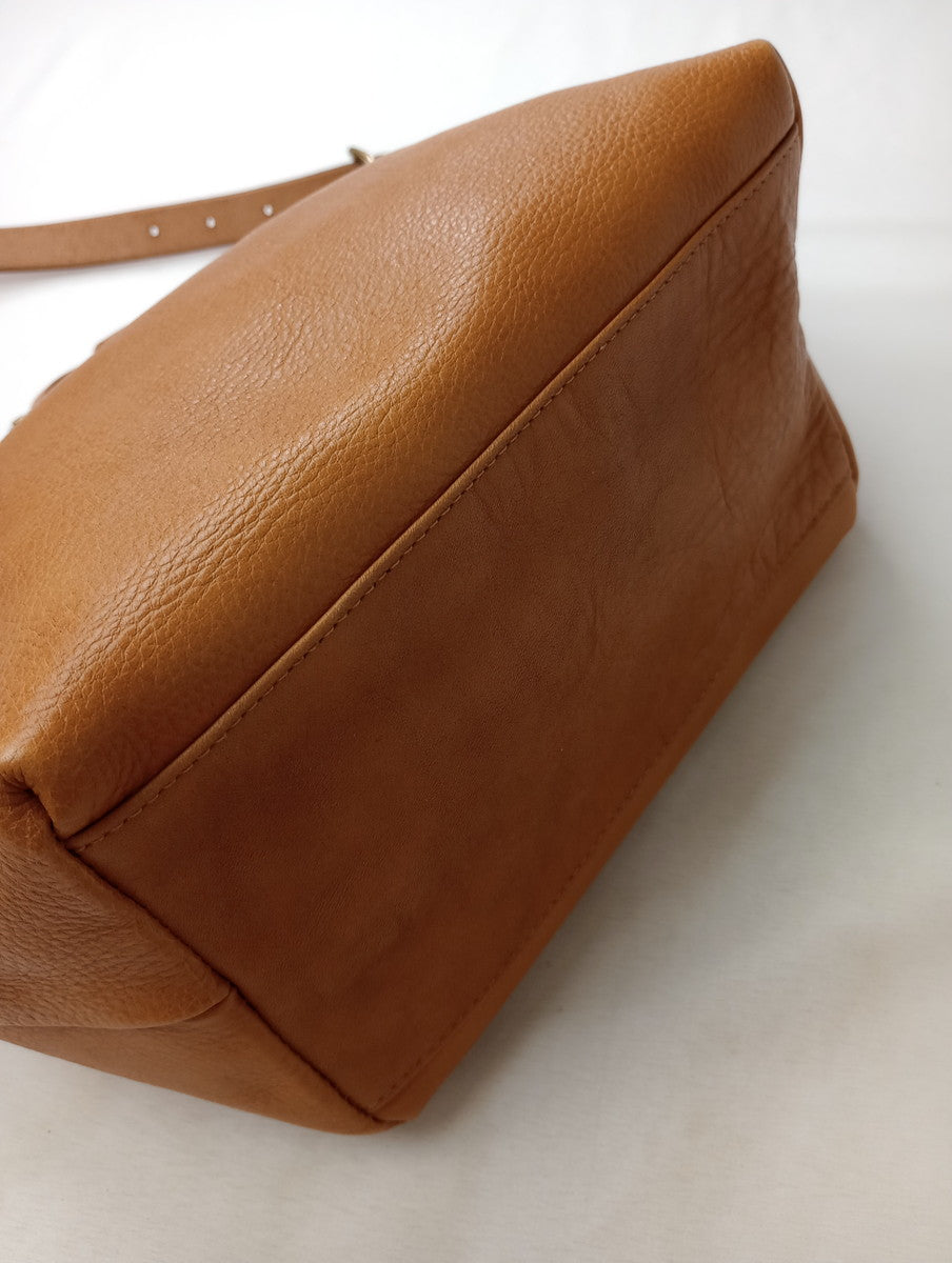 CLEDRAN クレドラン 2WAY レザー ショルダー バッグ ブラウン 【中古】
