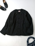 mao made マオメイド ナチュラン取扱い 洗いざらしクロス中綿チャイナ ノーカラー ジャケット 黒【中古】 ブラック 【中古】