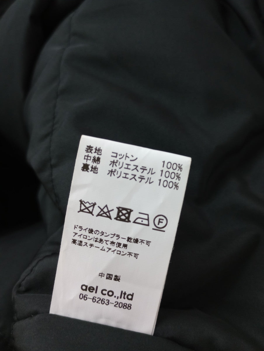 mao made マオメイド ナチュラン取扱い 洗いざらしクロス中綿チャイナ ノーカラー ジャケット 黒【中古】 ブラック 【中古】
