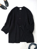 ORCIVAL オーシバル リバーウール ノーカラーコート  黒に近い ダークネイビー 1【中古】