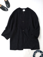 ORCIVAL オーシバル リバーウール ノーカラーコート  黒に近い ダークネイビー 1【中古】