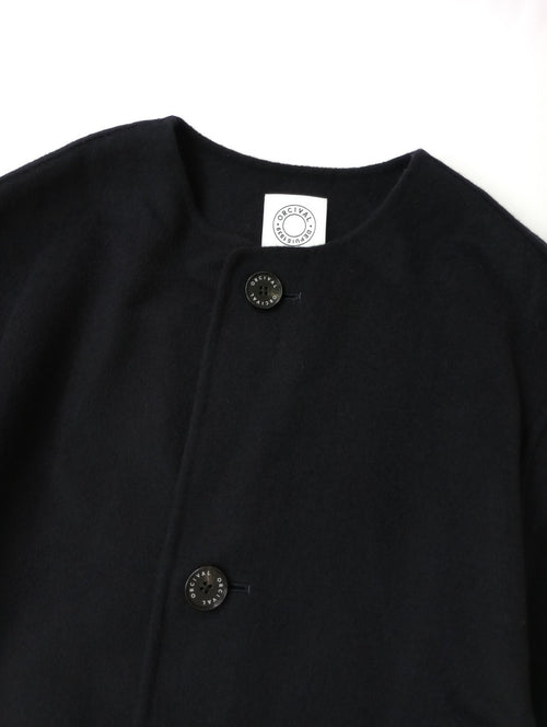 ORCIVAL オーシバル リバーウール ノーカラーコート  黒に近い ダークネイビー 1【中古】