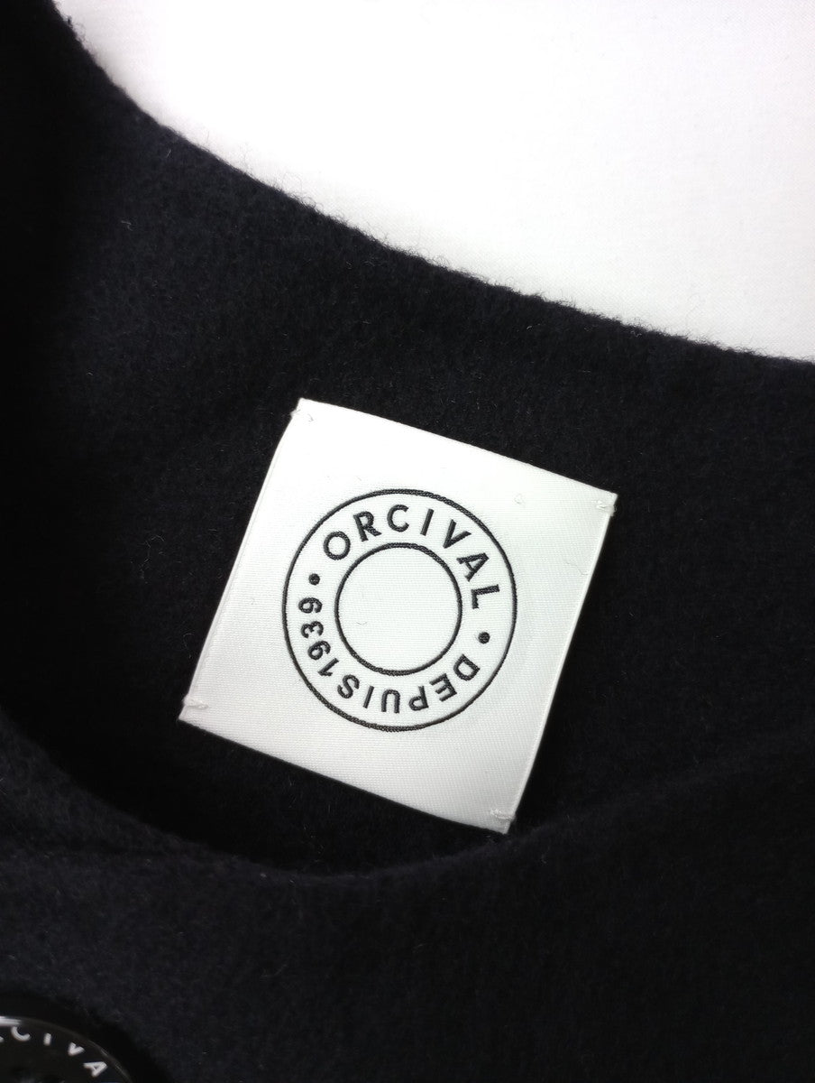 ORCIVAL オーシバル リバーウール ノーカラーコート  黒に近い ダークネイビー 1【中古】
