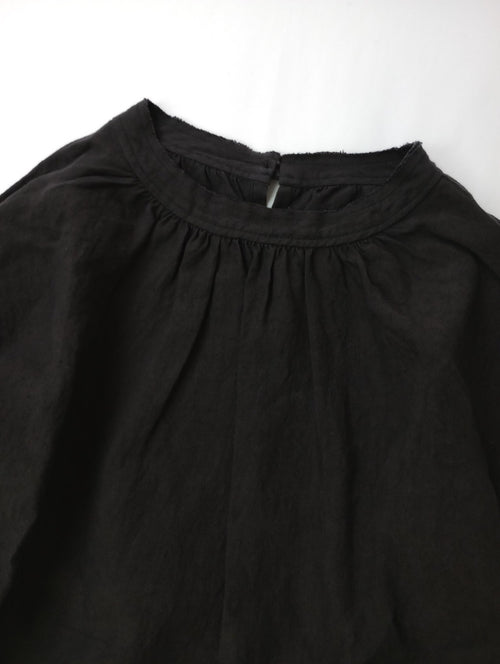 MAGALI マガリ 長袖 ブラウス ストライプ 切替 ドッキング 長袖 トップス   黒 ブラック 【中古】