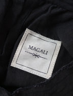 MAGALI マガリ 長袖 ブラウス ストライプ 切替 ドッキング 長袖 トップス   黒 ブラック 【中古】