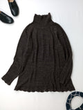 GASA ガサ レース タートル ニット長袖  トップス ダークブラウン 【中古】
