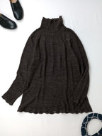 GASA ガサ レース タートル ニット長袖  トップス ダークブラウン 【中古】