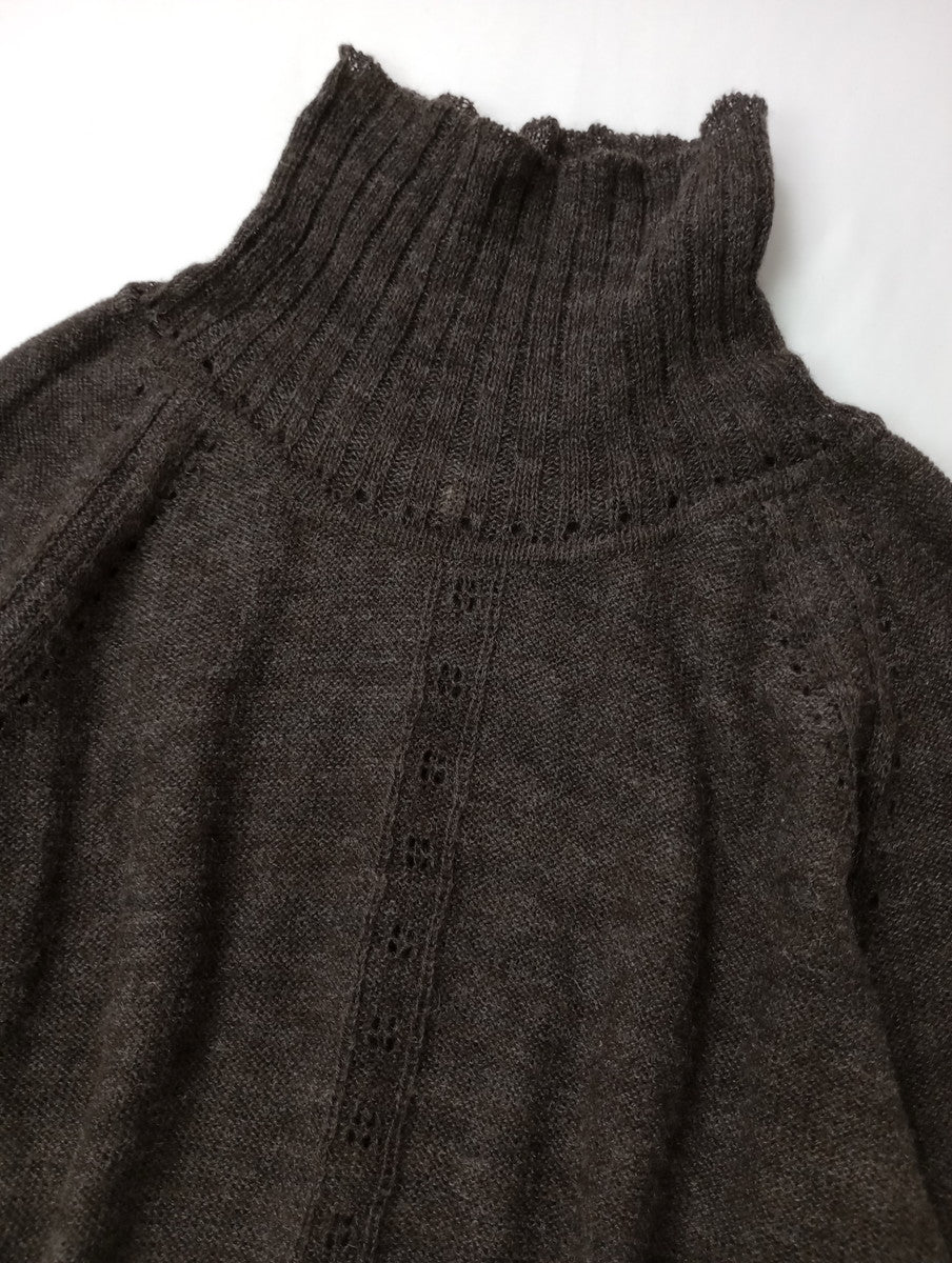 GASA ガサ レース タートル ニット長袖  トップス ダークブラウン 【中古】
